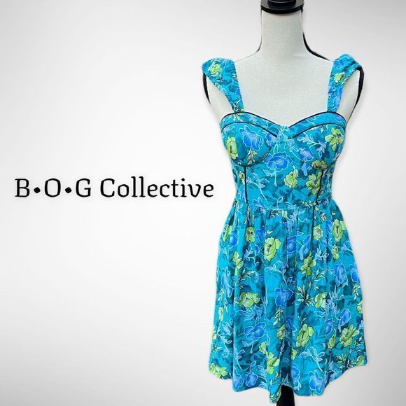 B•O•G Collective Dresses & Skirts - NWT B•O•G Collective Blue Floral Strap Mini Dress Padded Chest Bra (M) $98